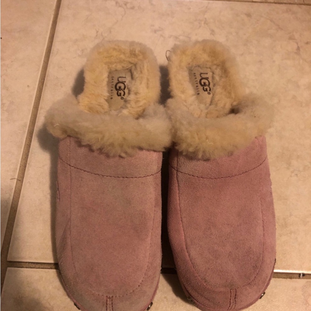 UGG Kids Pink Suede Slippers